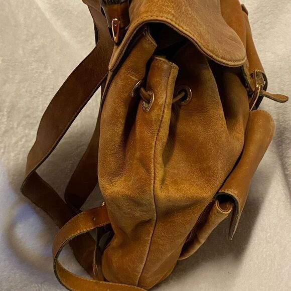 Authentic Gucci Brown Leather Bamboo Accent Mini Backpack / Large Purse *FLAWS* - Picture 8 of 12